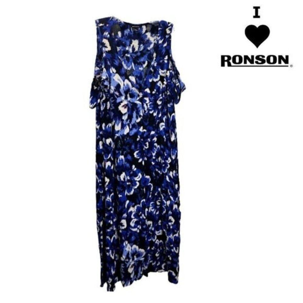 I Heart Ronson Women's Cold Shoulder  Short Sleeve Floral Tie‎ Waist Dress
